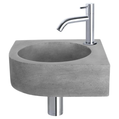Afbeelding van Differnz Cleo fonteinset beton donkergrijs kraan gebogen chroom