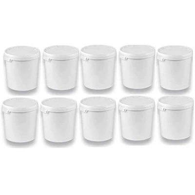 Afbeelding van Silplast 10 x 30 liter emmer met deksel, wit, stuks, stapelbare melk /voorraademmer, honingemmer, kunststof emmer, voedselvrijgave, voedselveilige container, lege voor meel, wateremmer