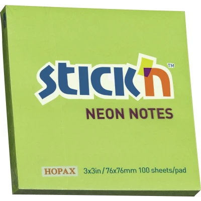 Afbeelding van Stick&#039;n Sticky Notes Memoblok 76x76mm Neon Groen 100 Memoblaadjes
