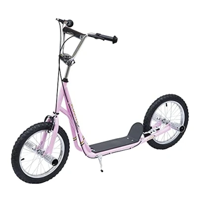 Afbeelding van HOMCOM kinderstep step scooter stadsscooter kinderen kickboard vanaf vijf jaar 16 inch roze 143 x 58 92 100 cm