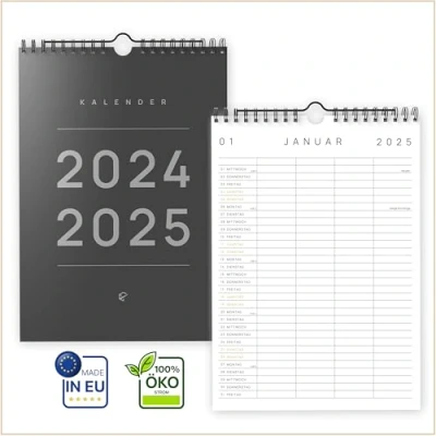 Afbeelding van UNITURE® familieplanner 2024/2025, DIN A4, 2025, met 4 kolommen, SEPT 2024 december kalender wandkalender, wandkalender jaarkalender 2024/2025