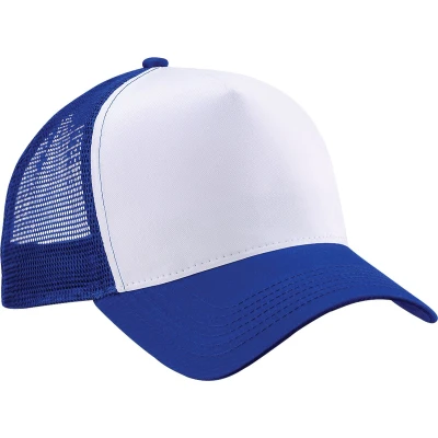Afbeelding van Beechfield Heren Half Mesh Trucker Cap / Hoofddeksel (Helder Koninklijk/Wit)