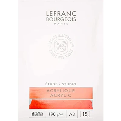 Afbeelding van Lefranc Bourgeois 301340 Studio Acrylmalblock 15 Blatt A3, 190 g/m² mit Leinwandstruktur, Acrylmalpapier zum Zeichen Acrylfarben