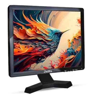Afbeelding van JaiHo 17 Inch 1280x1024 HD Panoramisch LCD Monitor Resolutie 4: 3 FHD 1080P Kleurenscherm met PC/BNC/VGA/AV/HDMI/USB ingang voor CCTV DVD PC Video Games, Twee Ingebouwde Luidsprekers