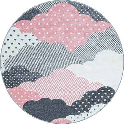 Afbeelding van Rond Kindervloerkleed Bambi Wolken Roze Ø 160cm Adana Carpets