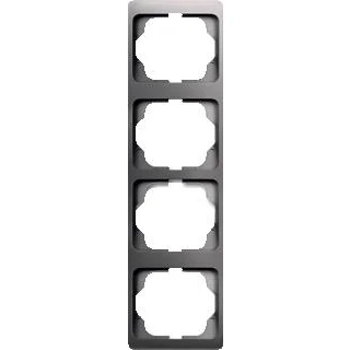 Afbeelding van Abb busch jaeger alpha afdekraam voor inbouwschakelaar 4 voudig vertikaal platina geschikt wandgootinstallaties met 80mm afdekking 2cka001754a437