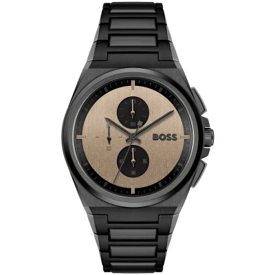 Afbeelding van BOSS HB1514043 STEER CHRONO Heren Horloge Chronograaf Mineraalglas Staal Zwart 44 mm breed Quartz Vouw/Vlindersluiting 5 ATM (douchen)