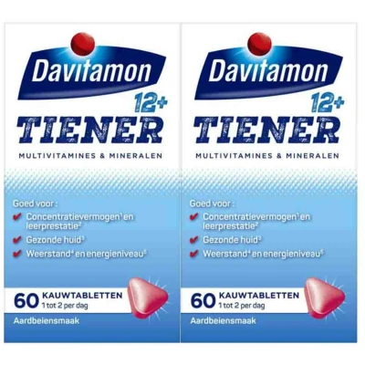 Afbeelding van 2x Davitamon Multi Boost 12+ Aardbei 60 Kauwvitamines