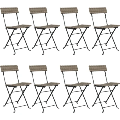 Afbeelding van vidaXL Bistrostoelen 8 st inklapbaar poly rattan en staal grijs