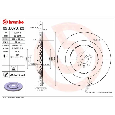 Afbeelding van Brembo Remschijven 09.D070.23