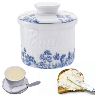 Afbeelding van Franse botervloot, keramische ronde botervlook, botervloot