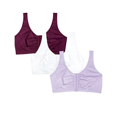 Afbeelding van Fruit of the Loom Katoenen beha met voorsluiting voor dames, Lila Whisper/Wit/Paars Fluweel, 46