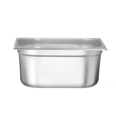 Afbeelding van HENDI Gastronorm container, temperatuurbestendig van 40 tot 300C, geschikt voor ovens, bain marie, koelkasten en vriezers, chafing dishes, 6.5L, GN 1/2, 325x265x(H)100mm, roestvast staal