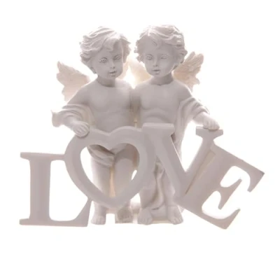 Afbeelding van Puckator CHE82 Decoratieve figuur engelspaar met opschrift &quot;Love&quot;