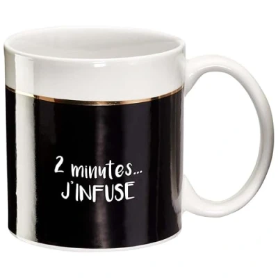 Afbeelding van Dräger Originele mok Theekop als cadeau voor uw dierbaren Koffiemok van fijn porselein 350 ml 8 cm diameter x 8,5 hoogte 2 minuten... Ik brouw