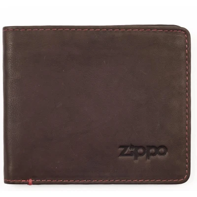 Afbeelding van Lederen portemonnee creditcard Zippo bruin