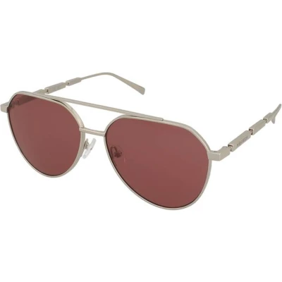 Afbeelding van Alexander McQueen Uomo AM0478S 004 Occhiali da sole Metallo Argento Rosso Pilot