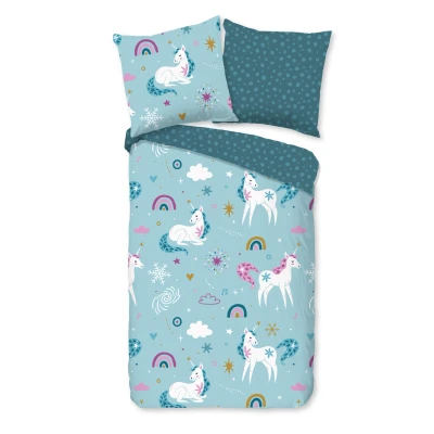 Afbeelding van good morning Kinderovertrekset Snowycorn 100% katoen/ flanel (fijnflanel) (2 delig)