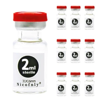 Afbeelding van Nicofnly 2 ml steriele ampullen lege fles met zelfherstellende injectiepoort en klapdeksel, steriel, 10 verpakkingen