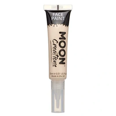 Afbeelding van Moon Creations Gezichts en lichaamskleurtubes met kwastapplicator, gebruiksklaar, dierproefvrij, gezichtsverf, kostuums, feesten, Halloween, voor kinderen volwassenen (bleke huid, 15 ml)