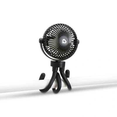 Afbeelding van Munchkin Kinderwagen, draagbare mini ventilator voor wandelwagen met ledverlichting, babybenodigdheden, 360 stuks, 4 snelheden, zwart