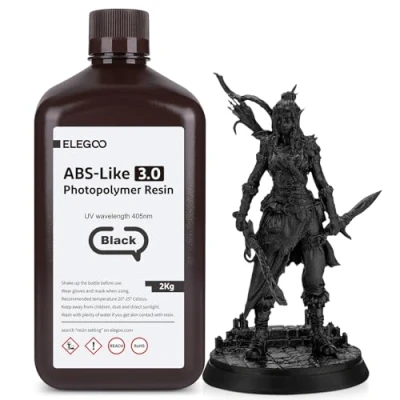 Afbeelding van ELEGOO 405 nm ABS achtig hars 3.0, UV hardend, met hoge precisie, niet broos, verbeterde sterkte en taaiheid, voor LCD/DLP 3D printer, fotopolymeerhars, zwart, 2000 g