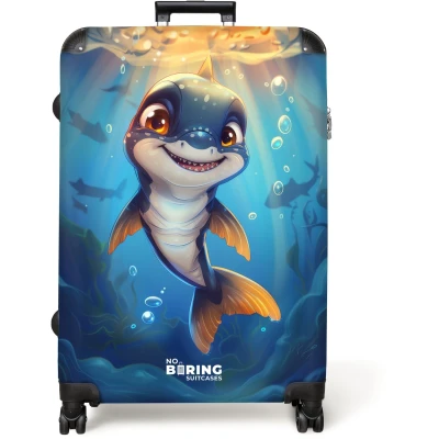 Afbeelding van NoBoringSuitcases.com® Koffer groot Reiskoffer lichtgewicht Walvis Oceaan Zonlicht Rolkoffer met 4 wielen Grote trolley XL 98 liter bagage
