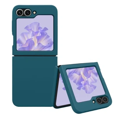 Afbeelding van kwmobile telefoonhoesje geschikt voor Samsung Galaxy Z Flip6 hoesje Smartphone case met siliconen coating TPU telefoon hoes in mat petrol