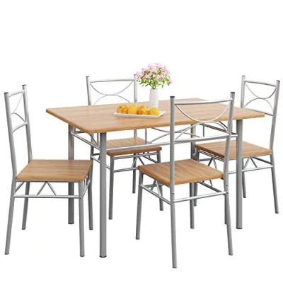 Afbeelding van Casaria 5 delig Eethoek Paul Eettafel 4 Stoelen Eetkamer Keuken Beuken