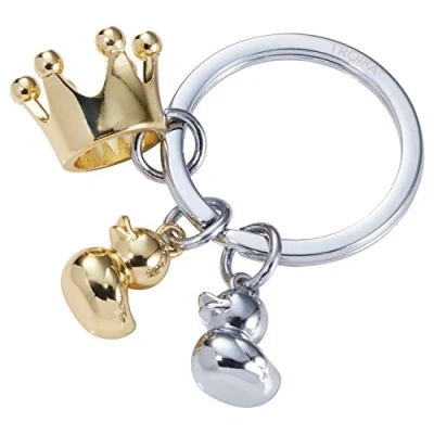 Afbeelding van Troika sleutelhanger met 3 hangers, hart (groot), (klein), vleugels, gegoten metaal/email, glanzend, blush goud