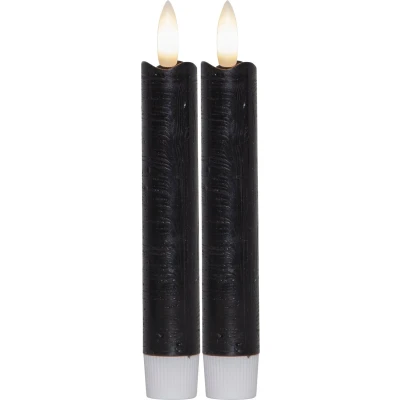 Afbeelding van LED kaarsen &quot;Flame&quot;, set van 2, zwart, 15x2cm