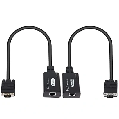 Afbeelding van XMSJSIY VGA verlenger over Cat5e/6, mannelijk naar RJ45 Ethernet LAN verlenger, converter, signaalzender, repeater, voor HDTV, HDPC, PS4, STB, 1080P, tot 60 m (1 zender + 1 ontvanger)