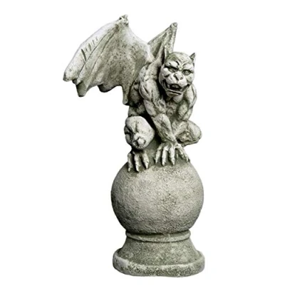 Afbeelding van gartendekoparadies.de Gargoyle draak op een bal, stenen figuur, H. 37 cm, 7 kg, grijs, vorstbestendig van gegoten steen voor buiten