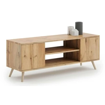Afbeelding van Tv meubel 120x40x60cm met houten poten bruin