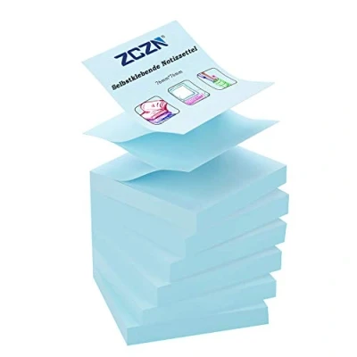 Afbeelding van ZCZN Z Notes, 6 blokken zelfklevende notities, plakbriefjes van 76 x mm, 80 vellen per blok notities 480 lichtblauw