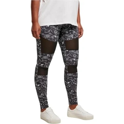 Afbeelding van Urban Classics TECH MESH AOP Legging, Dames, Maat: 5XL, Blackuniverse