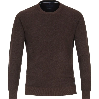 Afbeelding van Casa Moda Pullover O Hals Melange Geel maat L Heren met Regular fit Pasvorm Katoen Suitable Herenkleding