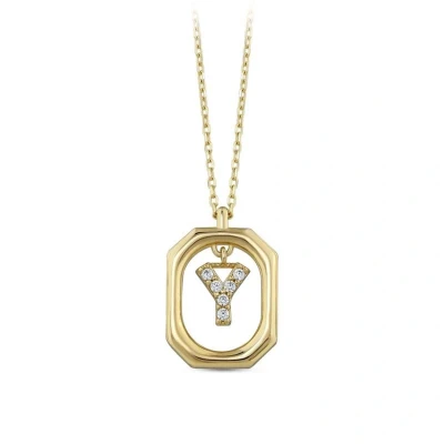 Afbeelding van Goud Hanger Letter Y met Ketting Zirkonia 14 karaats