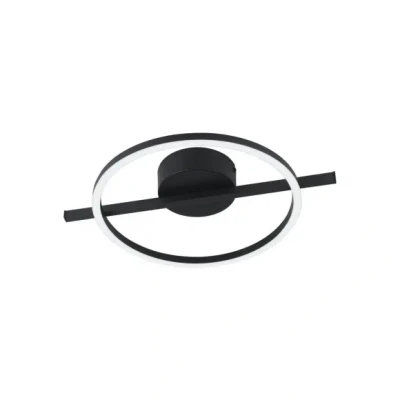 Afbeelding van Eglo LED plafondlamp Amandolo, ringvormige plafondspot dimbaar met afstandsbediening, geometrische plafondverlichting van metaal in zwart, warm wit koud wit, RGB achtergrondverlichting, Cirkel