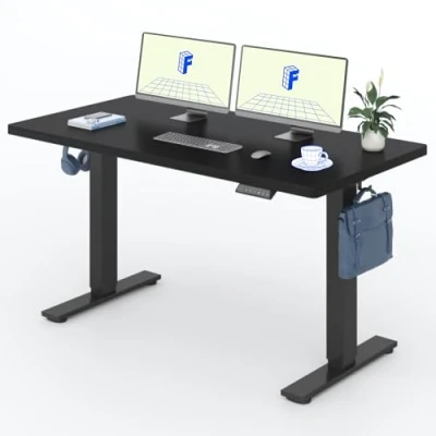 Afbeelding van FLEXISPOT EG1 SET Standing Desk In Hoogte Verstelbaar Bureau Elektrische Staande Massief Stalen Frame 2 Traps Met Motor Voor Thuiswerken (140 * 70cm,Zwart + Zwart)