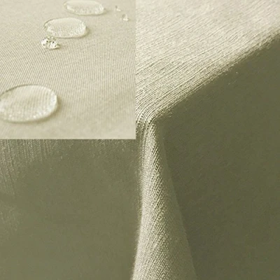 Afbeelding van JEMIDI tafelkleed buiten 130 x 260 cm Tafellaken afwasbaar Tafelzeil of binnen met linnenlook Vuil en waterafstotend Champagne