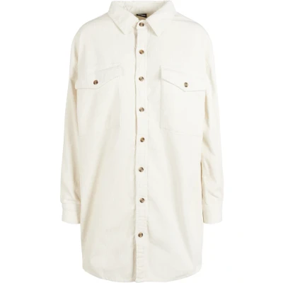 Afbeelding van Urban Classics Ladies LONG Corduroy Overshirt Overhemdblouse, Dames, Maat: 4XL, Whitesand