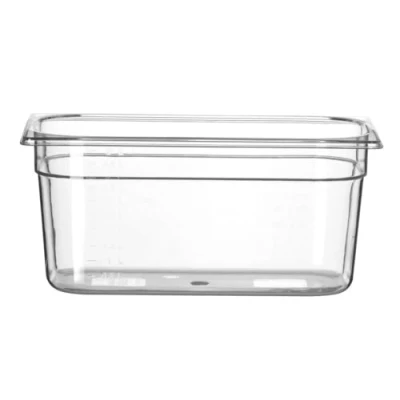Afbeelding van HENDI Gastronorm container, voedsel opslag temperatuurbestendig van 40 tot 110C, vaatwasserbestendig, geur en smaakloos, 5.7L, polycarbonaat, GN 1/3, 325x176x(H)150mm, transparant