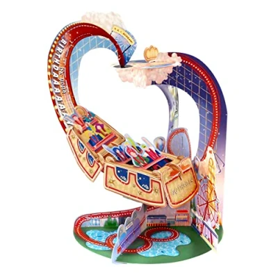 Afbeelding van SANTORO Slinger 3D Pop Up Wenskaart Achtbaan Verjaardagskaart voor Kinderen, Familie Themapark Cadeaubon Dochter, Zoon