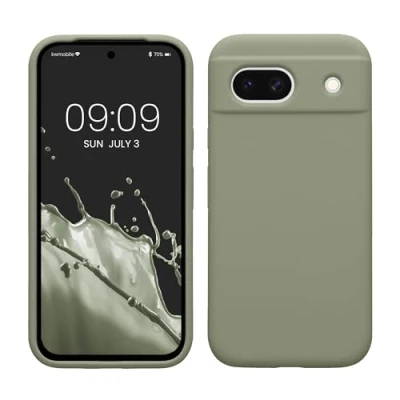 Afbeelding van kwmobile telefoonhoesje compatibel met Google Pixel 8a hoesje Zachte case voor smartphone Back cover in grijsgroen