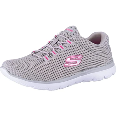 Afbeelding van Skechers SUMMITS dames Sneaker, Gray Mesh Hot Pink Trim, 36.5 EU