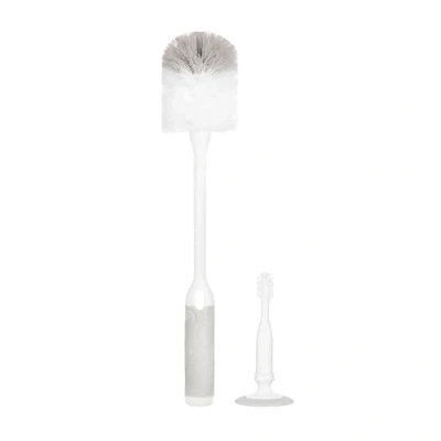 Afbeelding van Ubbi Deluxe babyflessenborstelset, flessenborstel en tepelborstel met zuigbeker, babyreinigingsbenodigdheden, set van 2, grijs