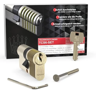 Afbeelding van Multipick Professionele aandrijfcilinder, 6 pennen, talloze moeilijkheidsgraden, gemakkelijk verstelbaar, ideaal oefenslot voor lockpicking set, Made in Germany