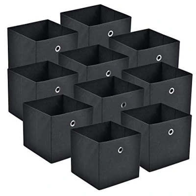Afbeelding van Opbergmanden 28x30x30 cm opvouwbaar set van 10 zwart