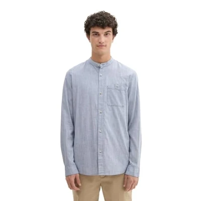 Afbeelding van TOM TAILOR Denim heren overhemd, 36058 Blue Herringbone Structuur, S